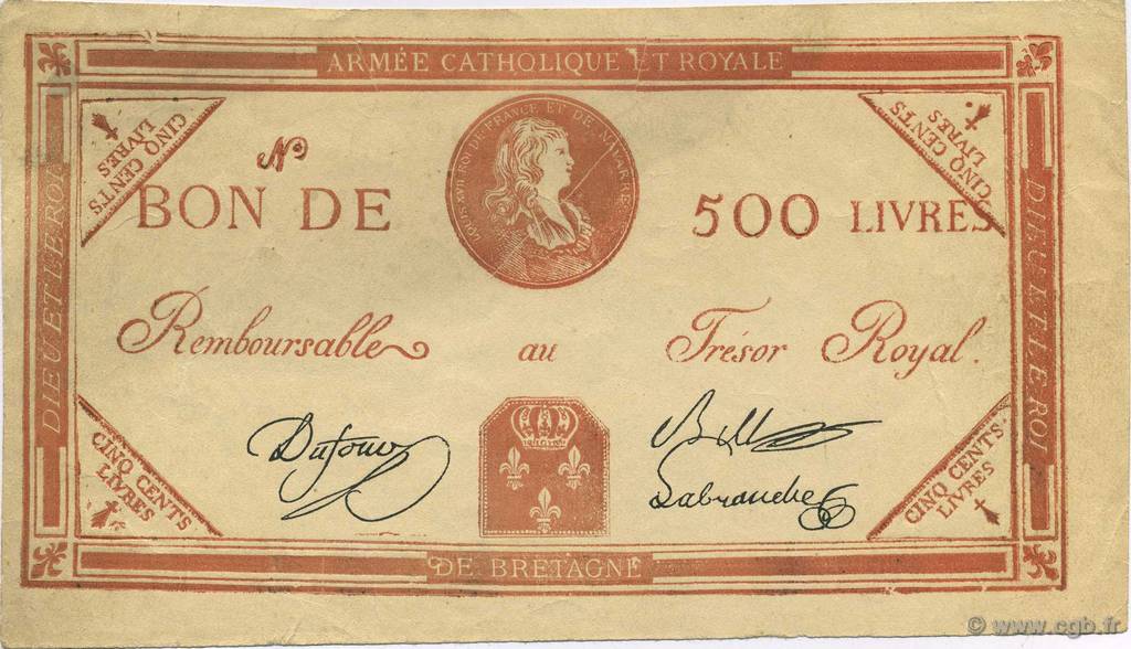 500 Livres FRANCE  1794 Laf.278 SPL