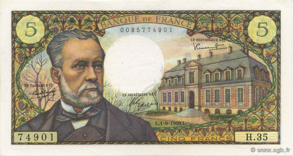 5 Francs PASTEUR FRANCE  1966 F.61.03 pr.NEUF