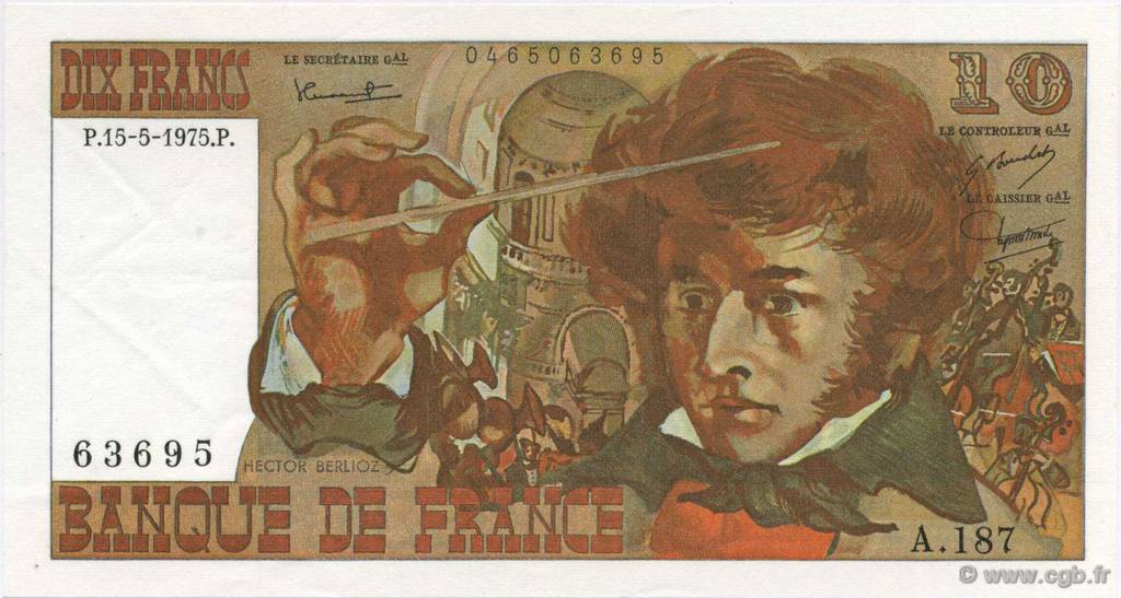 10 Francs BERLIOZ FRANCE  1975 F.63.10 SUP+