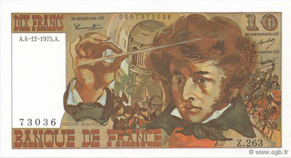 10 Francs BERLIOZ FRANCE  1975 F.63.15 pr.NEUF