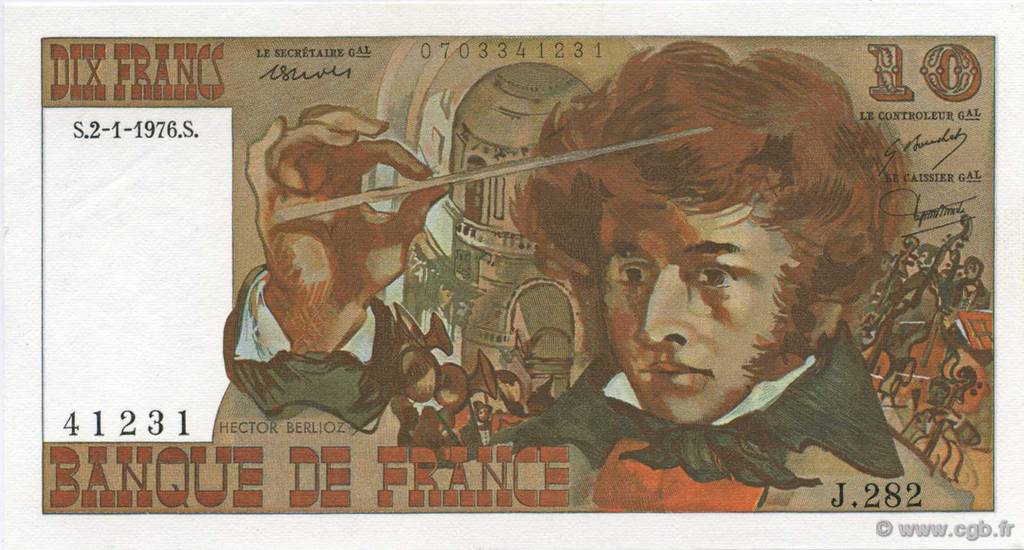 10 Francs BERLIOZ FRANCE  1976 F.63.16-282 SPL+