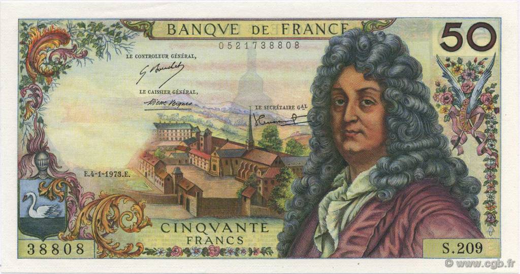 50 Francs RACINE FRANCE  1973 F.64.22 UNC