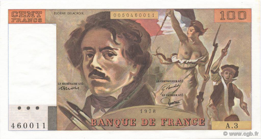 100 Francs DELACROIX FRANCE  1978 F.68.03 pr.NEUF
