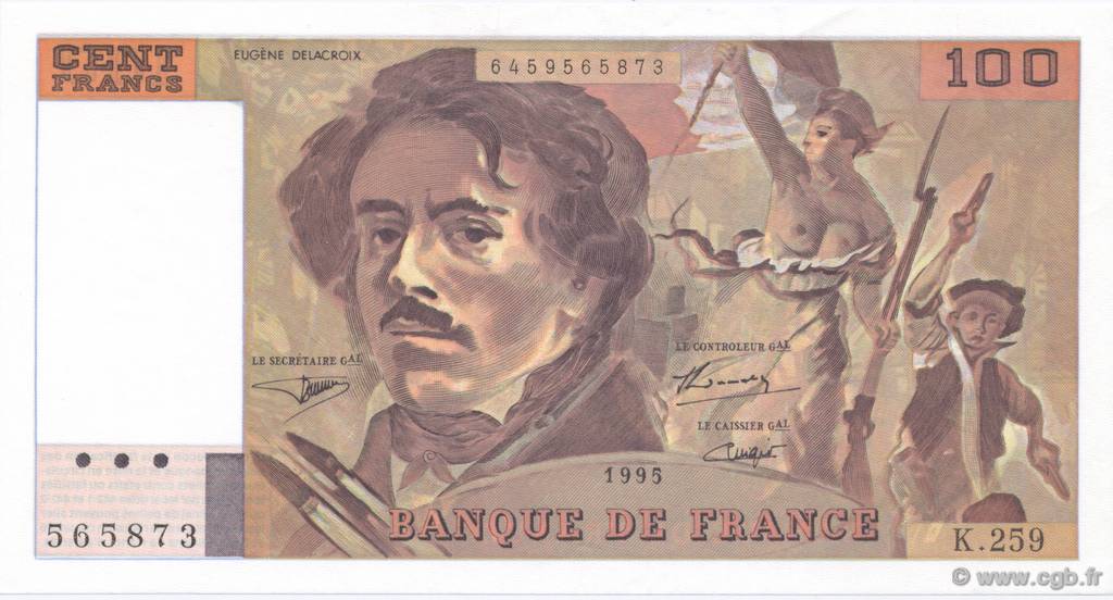 100 Francs DELACROIX 442-1 & 442-2 FRANCE  1995 F.69ter.02a pr.NEUF