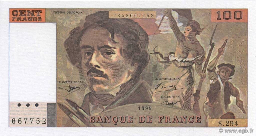 100 Francs DELACROIX 442-1 & 442-2 FRANCE  1995 F.69ter.02c NEUF