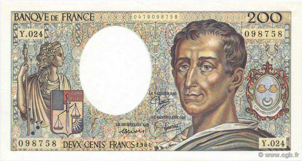 200 Francs MONTESQUIEU FRANCE  1984 F.70.04 NEUF