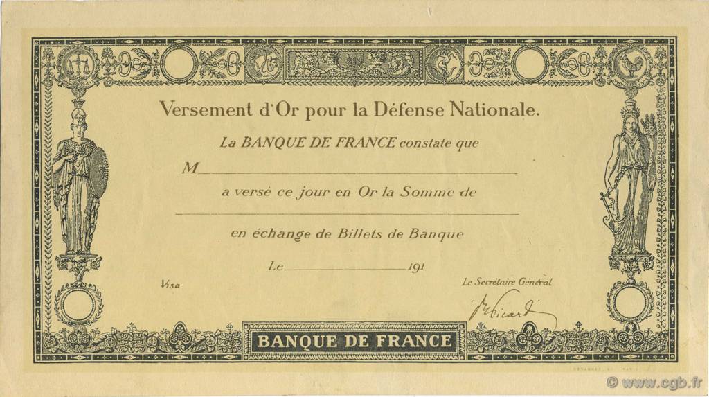 1 Franc FRANCE regionalism and various  1915  UNC-