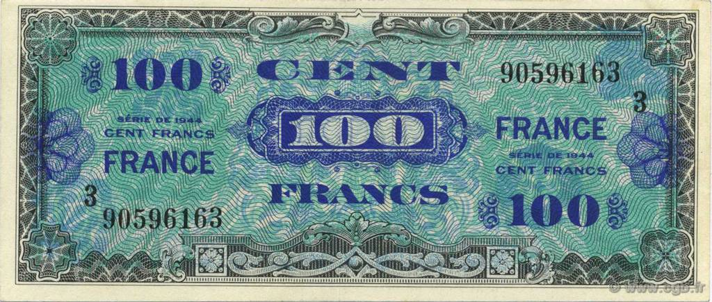 100 Francs FRANCE FRANCE  1944 VF.25.03 SPL