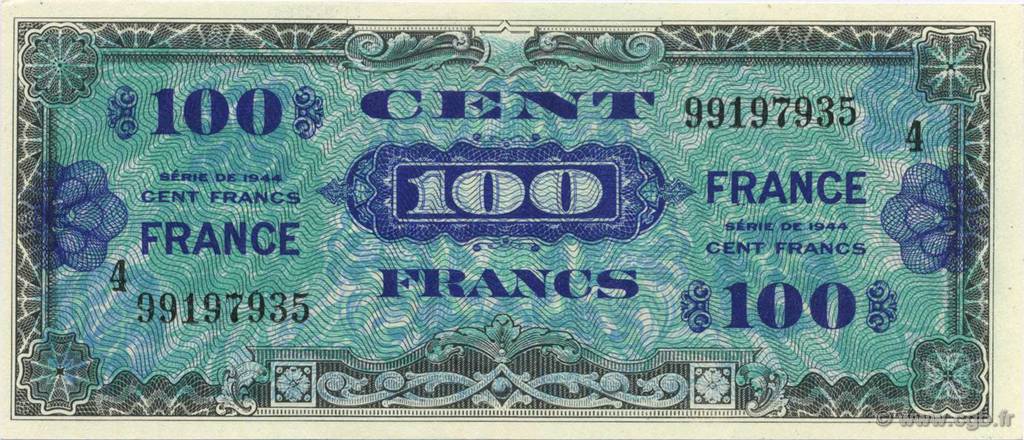 100 Francs FRANCE FRANCE  1944 VF.25.04 pr.SPL