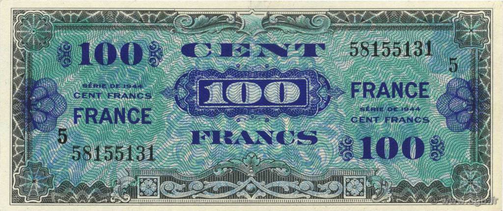 100 Francs FRANCE FRANCE  1944 VF.25.05 NEUF