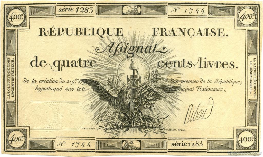 400 Livres FRANCE  1792 Laf.163 SUP
