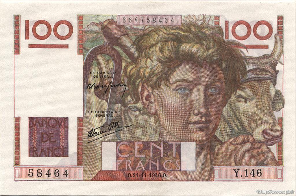 100 Francs JEUNE PAYSAN FRANCE  1946 F.28.11 AU