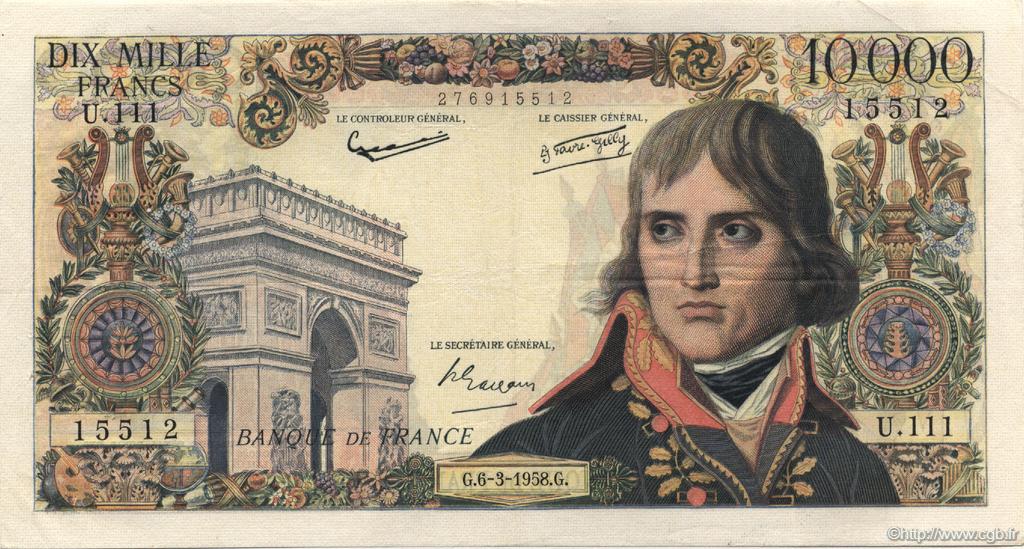 10000 Francs BONAPARTE FRANCE  1958 F.51.11 TTB+