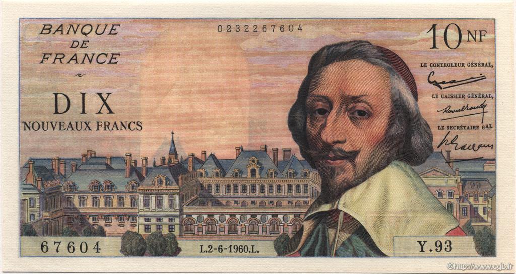 10 Nouveaux Francs RICHELIEU FRANCE  1960 F.57.08 pr.NEUF