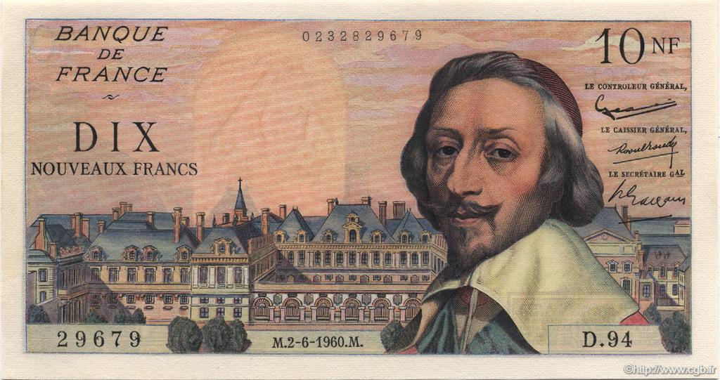 10 Nouveaux Francs RICHELIEU FRANCE 1960 F.57.08 SPL+