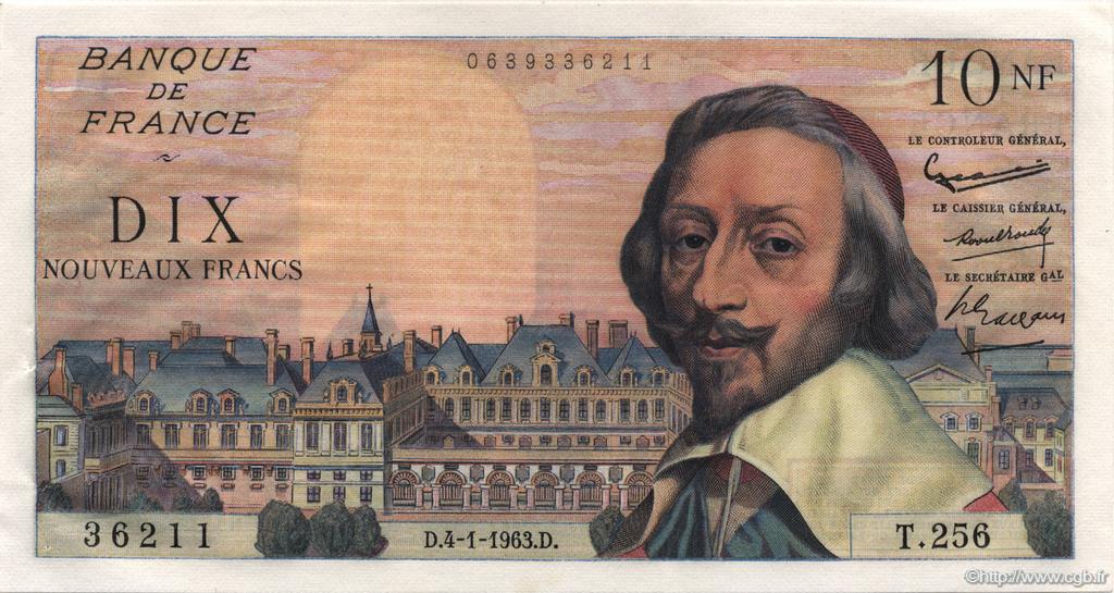 10 Nouveaux Francs RICHELIEU FRANCE  1963 F.57.22 pr.SPL