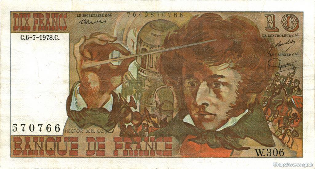 10 Francs BERLIOZ FRANCE  1978 F.63.25W306 TB