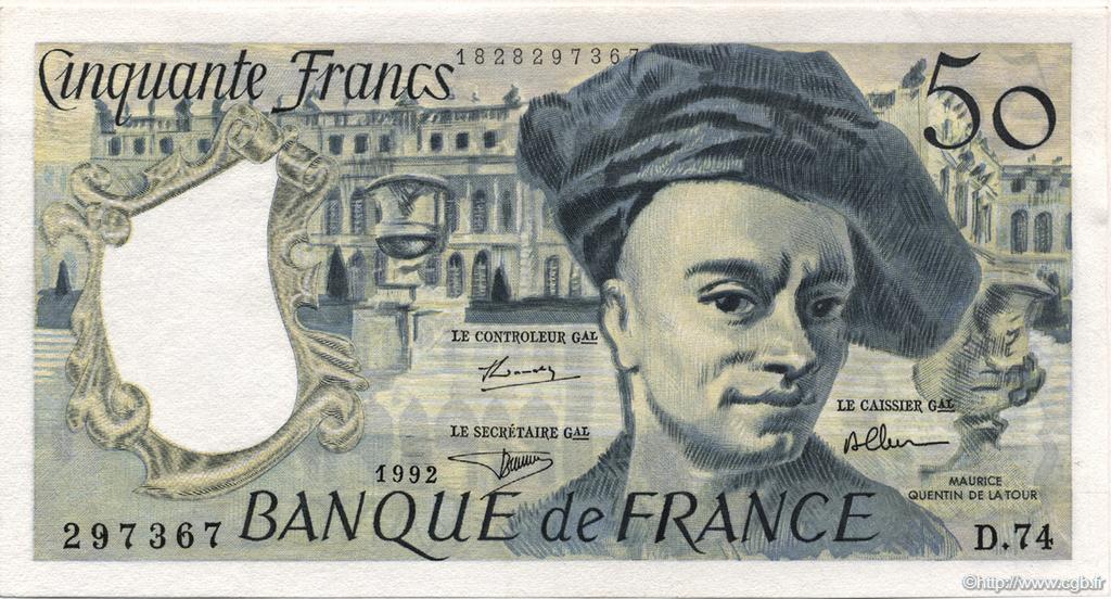 50 Francs QUENTIN DE LA TOUR FRANCE  1992 F.67.19d SPL+