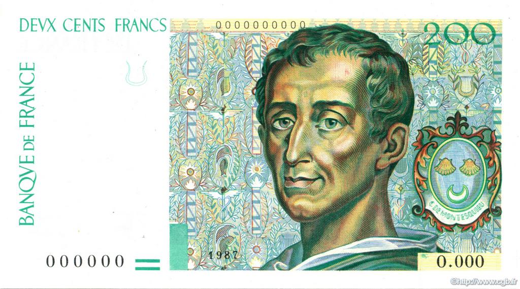 200 Francs MONTESQUIEU et EIFFEL FRANCE  1987 NE.1987.03a NEUF