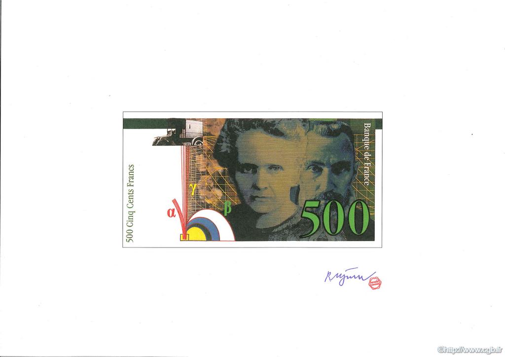 500 Francs Pierre et Marie CURIE essai FRANCE  1989 NE.1994 NEUF