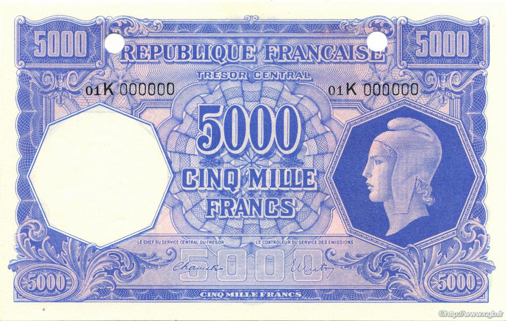5000 Francs MARIANNE Spécimen FRANCE  1945 VF.14.00Sp1 NEUF