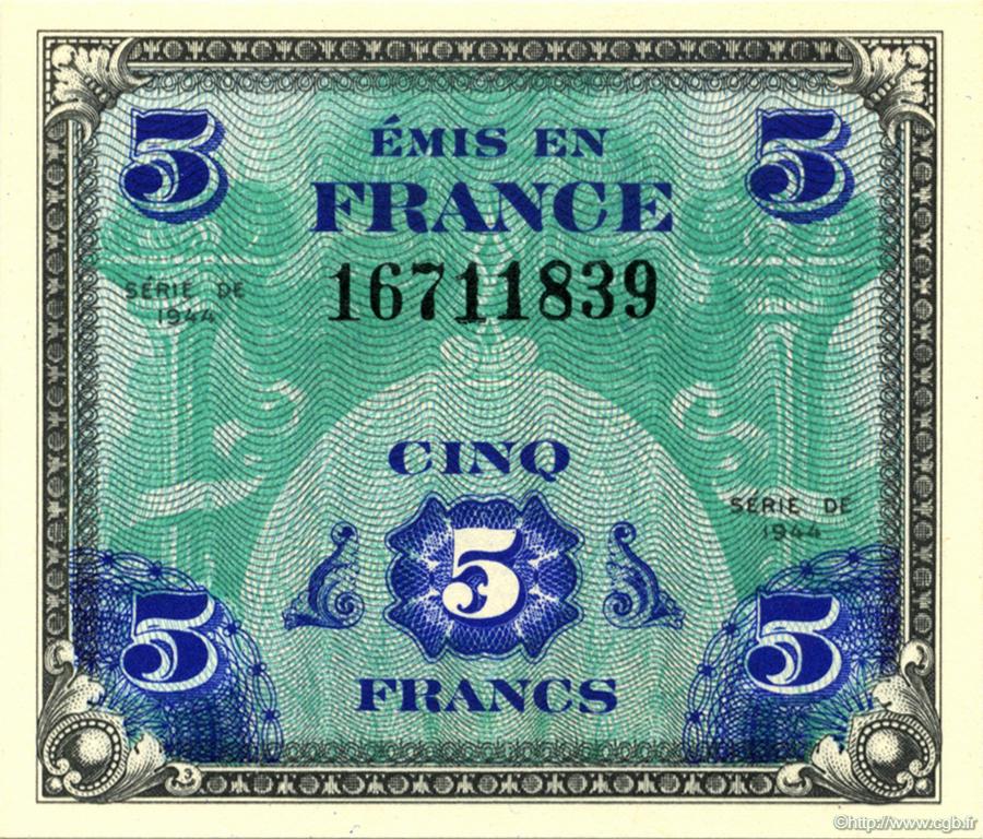5 Francs Drapeau FRANCE  1944 VF.17.01 NEUF