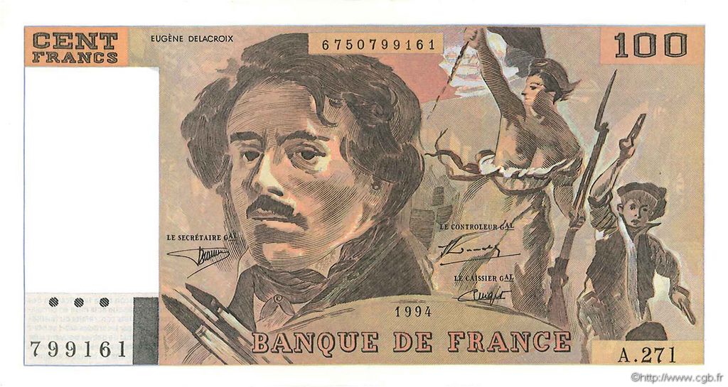 100 Francs DELACROIX 442-1 & 442-2 FRANCE  1994 F.69ter.01a NEUF