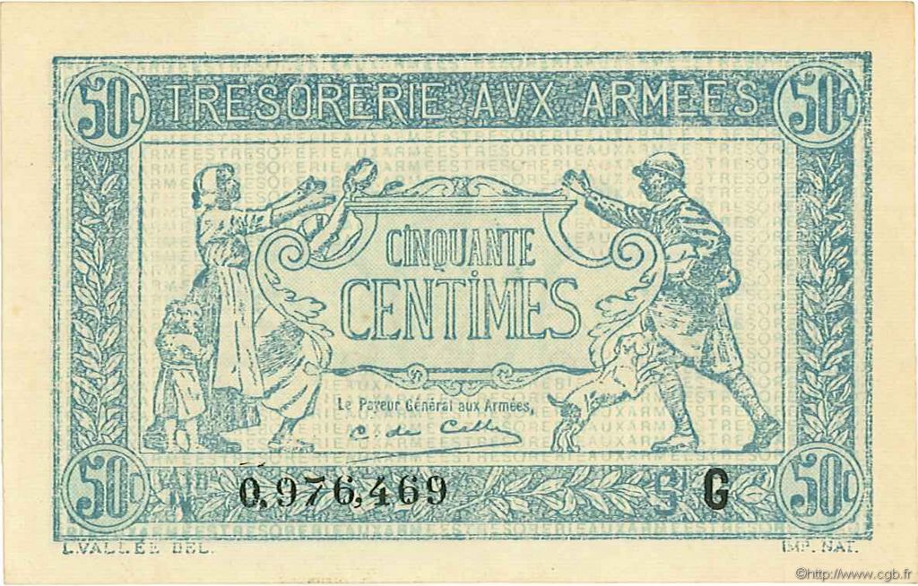 50 Centimes TRÉSORERIE AUX ARMÉES 1917 FRANCE  1917 VF.01.07 pr.NEUF