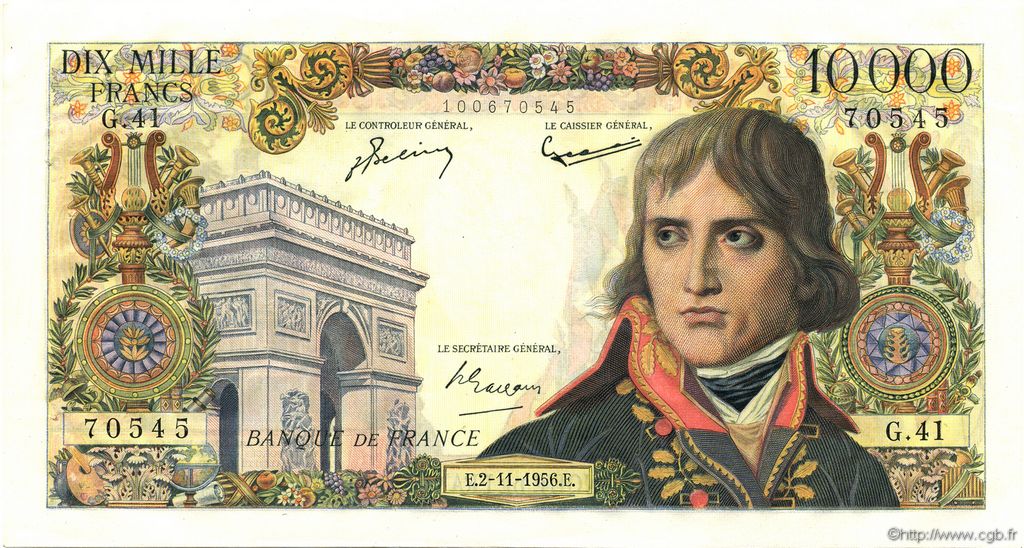10000 Francs BONAPARTE FRANCE  1956 F.51.05 SUP+