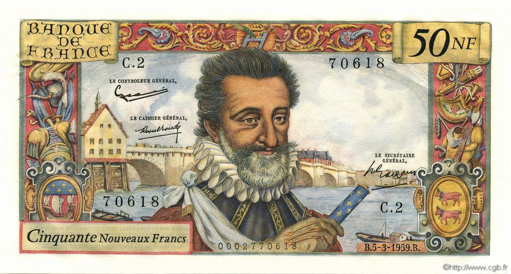 50 Nouveaux Francs HENRI IV FRANCE  1959 F.58.01 SPL