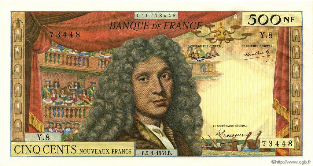 500 Nouveaux Francs MOLIÈRE FRANCE  1961 F.60.03 SPL