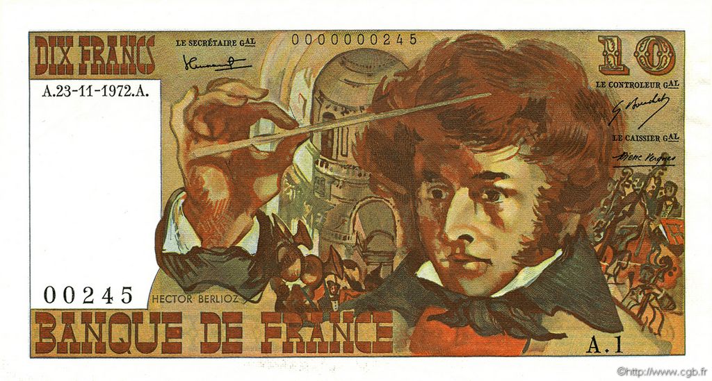 10 Francs BERLIOZ FRANCE  1972 F.63.01A1 pr.NEUF