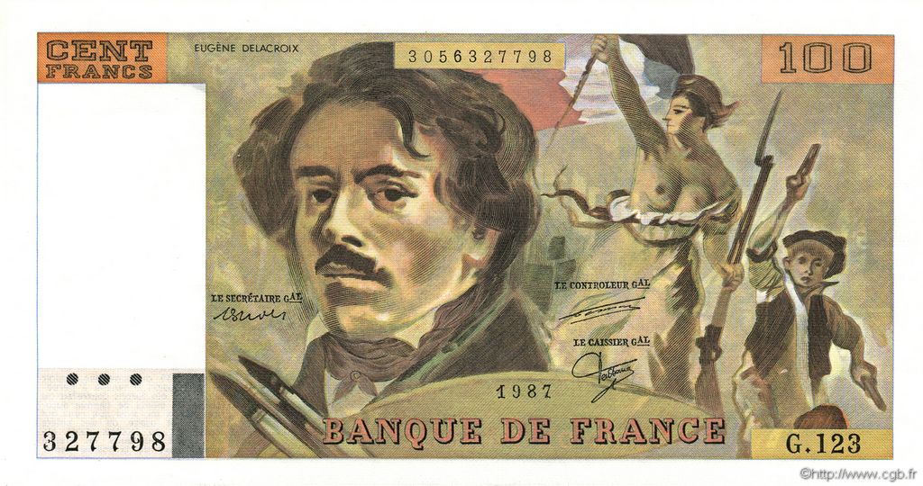 100 Francs DELACROIX modifié FRANCE  1987 F.69.11 NEUF