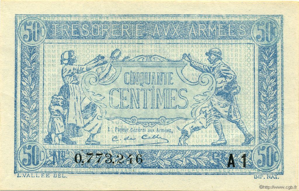 50 Centimes TRÉSORERIE AUX ARMÉES 1919 FRANCE  1919 VF.02.10 pr.NEUF