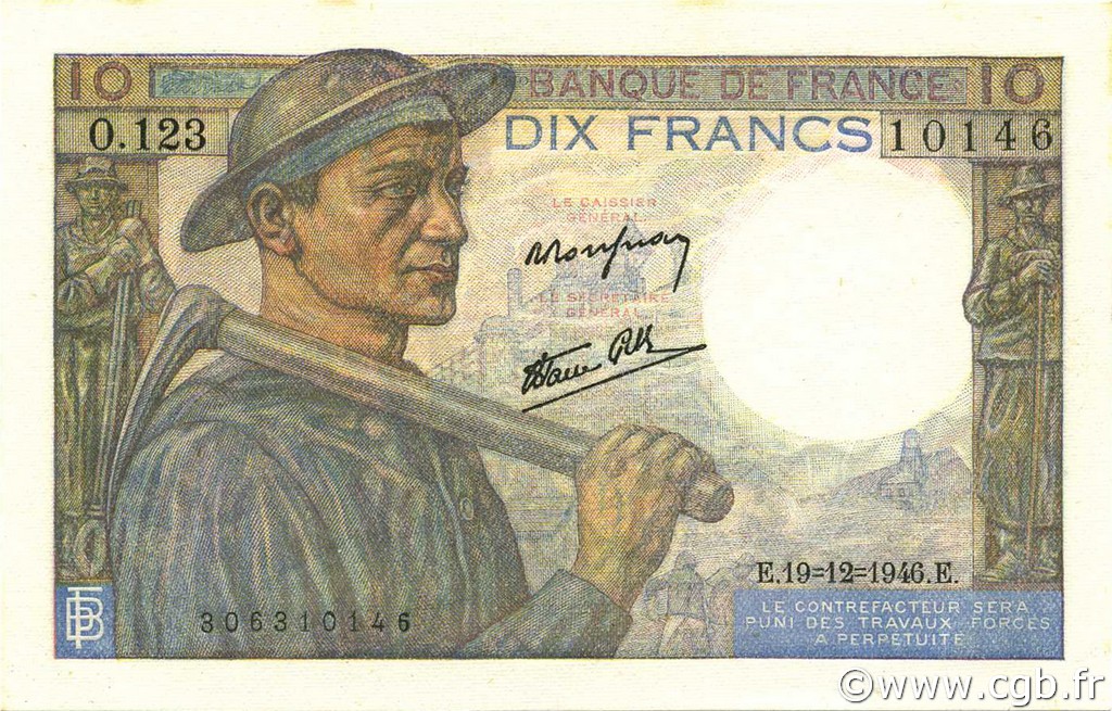 10 Francs MINEUR FRANCE  1946 F.08.16 pr.NEUF
