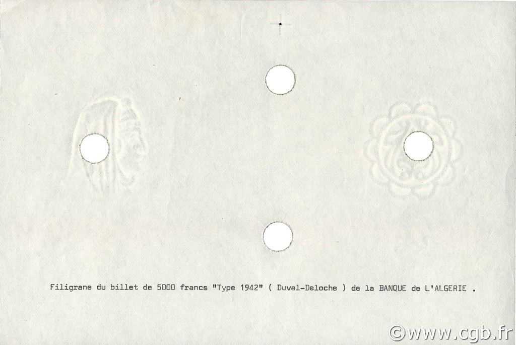 5000 Francs Annulé ALGÉRIE  1942 P.090s pr.NEUF
