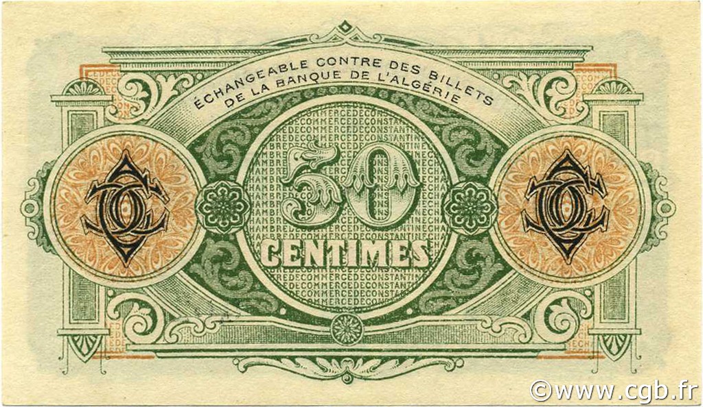 50 Centimes ALGÉRIE Constantine 1916 JP 140 06 p18 0598 Billets