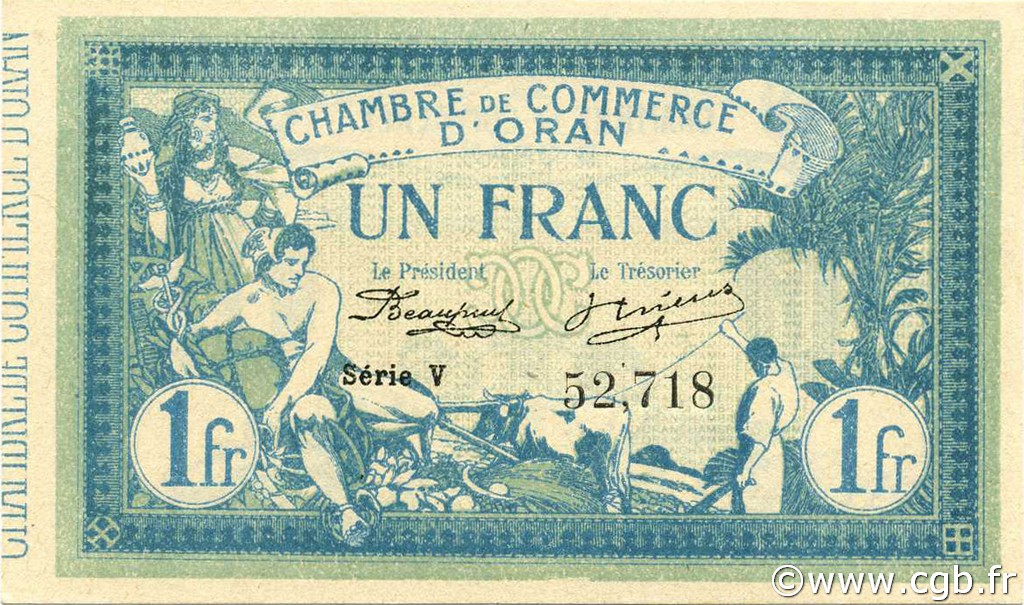 1 Franc ALGÉRIE Oran 1915 JP.141.08 NEUF