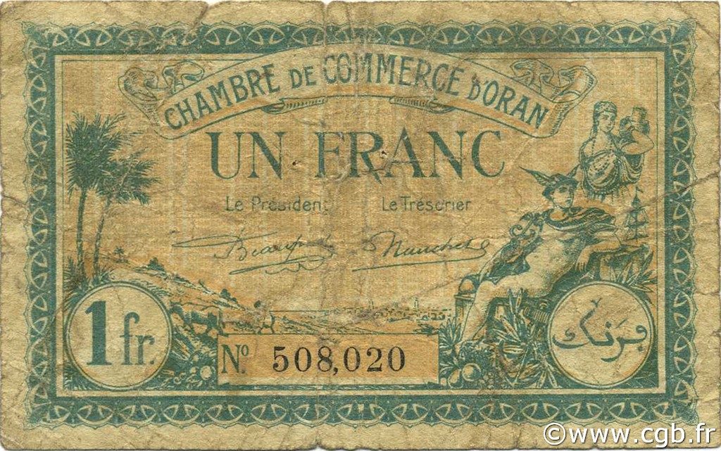 1 Franc ALGÉRIE Oran 1921 JP.141.27 B