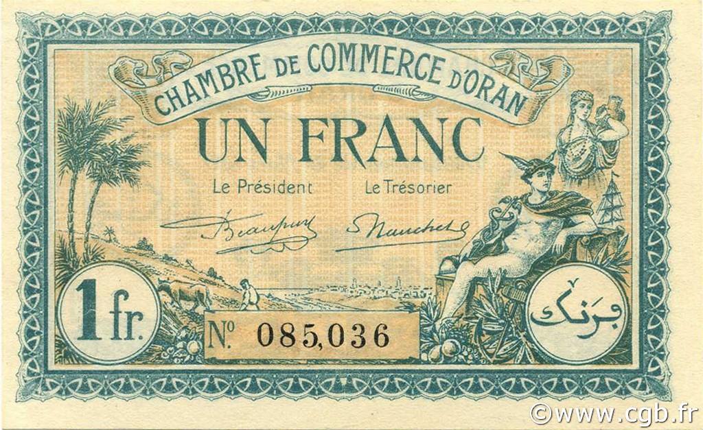 1 Franc ALGÉRIE Oran 1921 JP.141.27 NEUF