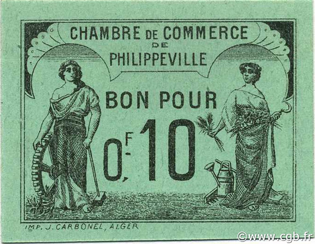 10 Centimes ALGERIEN Philippeville 1919 JP.142.15 fST