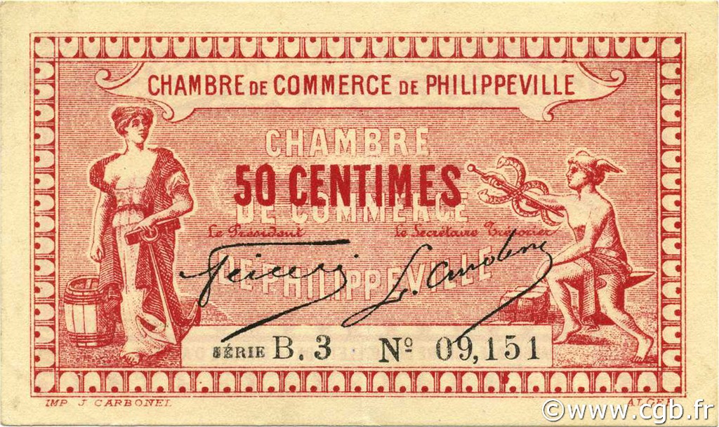 50 Centimes ALGÉRIE Philippeville 1917 JP.142.08 pr.SPL