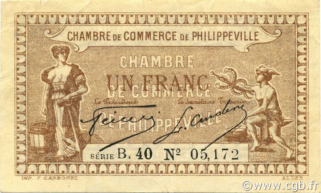 1 Franc ALGÉRIE Philippeville 1917 JP.142.09 pr.SUP