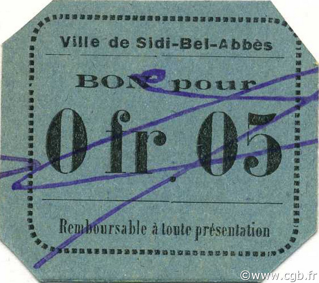 5 Centimes ALGÉRIE Sidi-Bel-Abbès 1916 JPCV.04 SPL