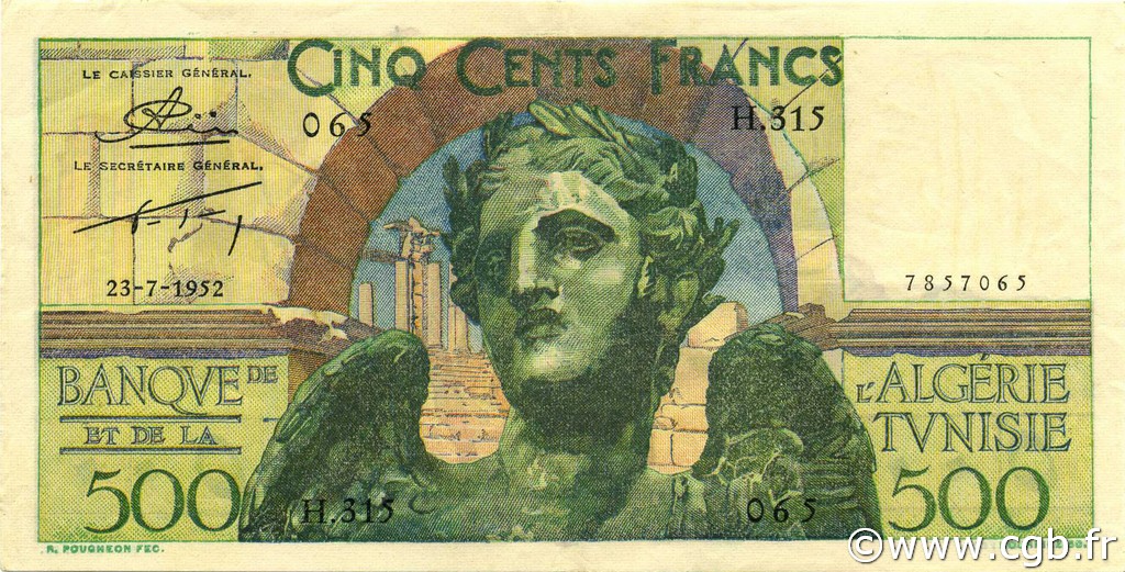500 Francs TUNISIE  1952 P.28 SUP