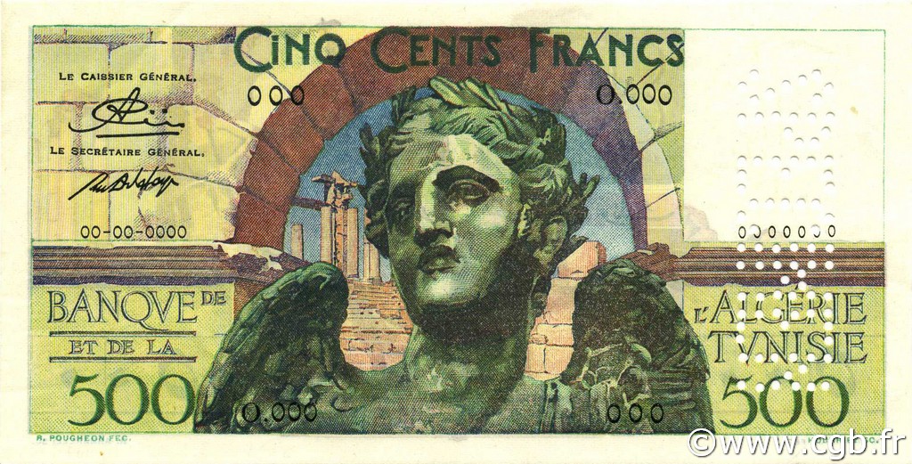 500 Francs TUNISIE  1950 P.28s pr.NEUF