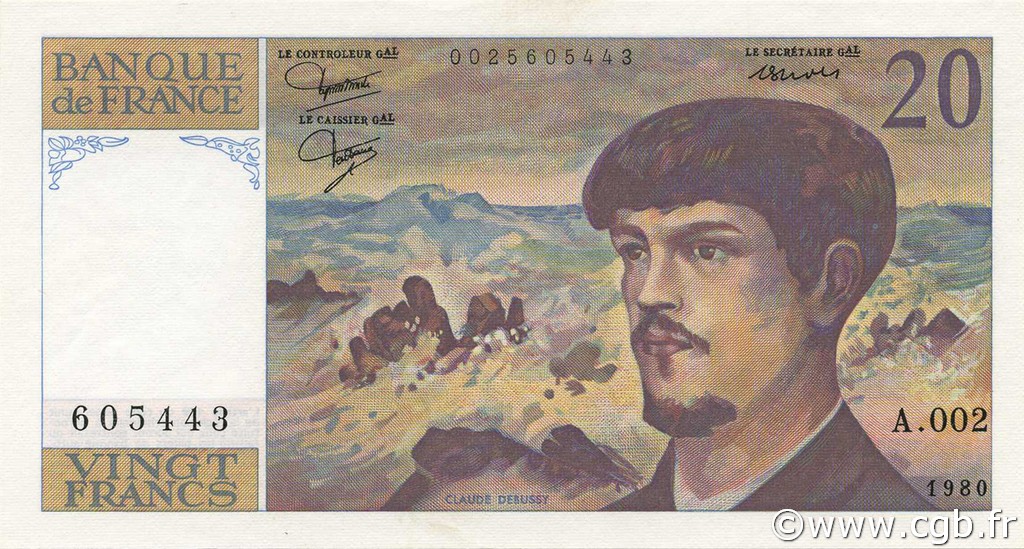20 Francs DEBUSSY FRANCE  1980 F.66.01A2 NEUF