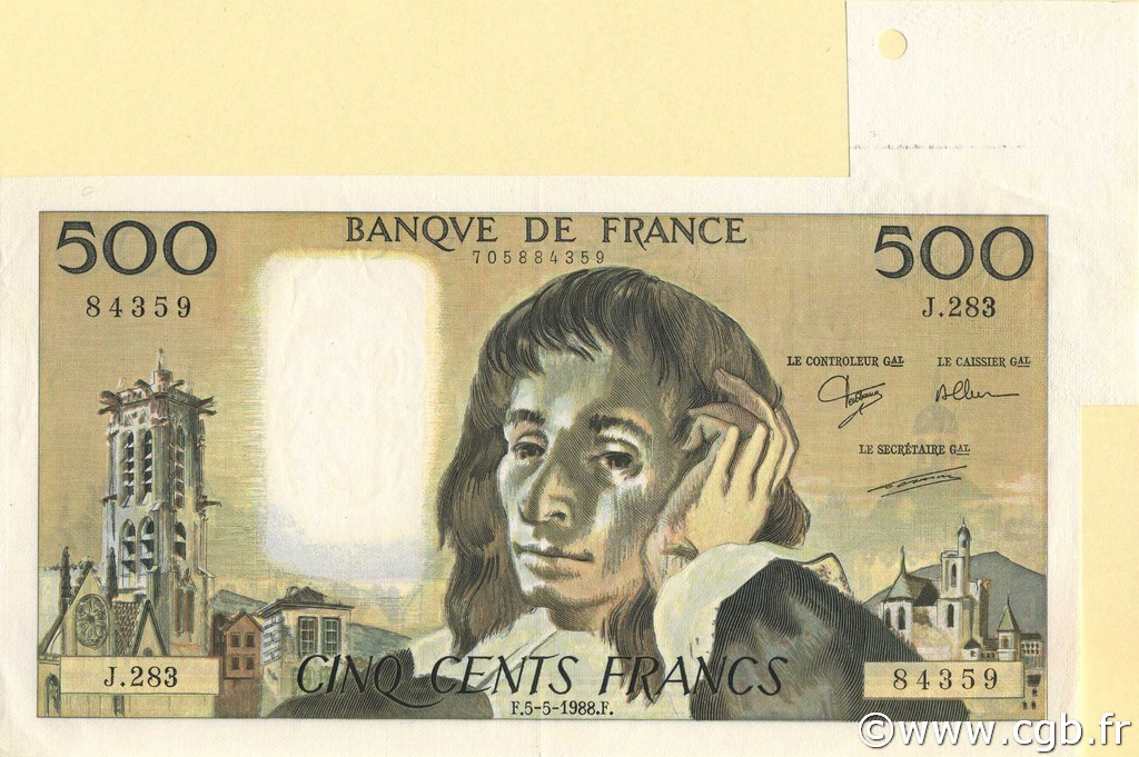 500 Francs PASCAL FRANCE  1988 F.71.39 pr.NEUF
