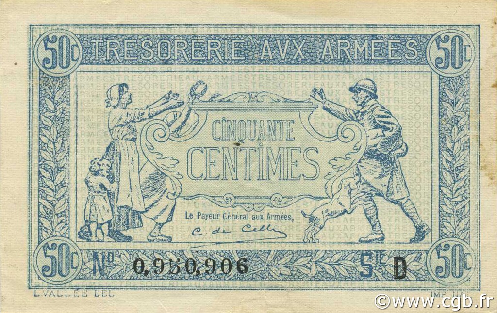 50 Centimes TRÉSORERIE AUX ARMÉES 1917 FRANCE  1917 VF.01.04 SPL
