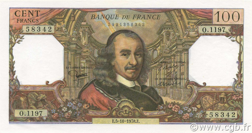 100 Francs CORNEILLE FRANCE  1978 F.65.63 pr.NEUF